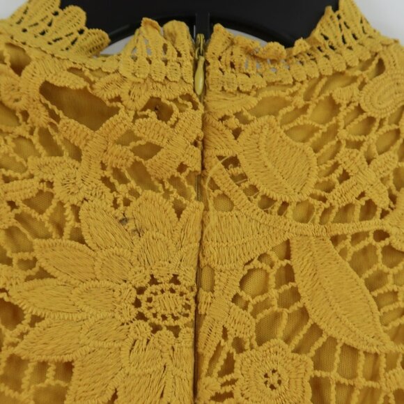 boohoo Women's Mustard Yellow Lace Style Dress Size 2 - Picture 5 of 7